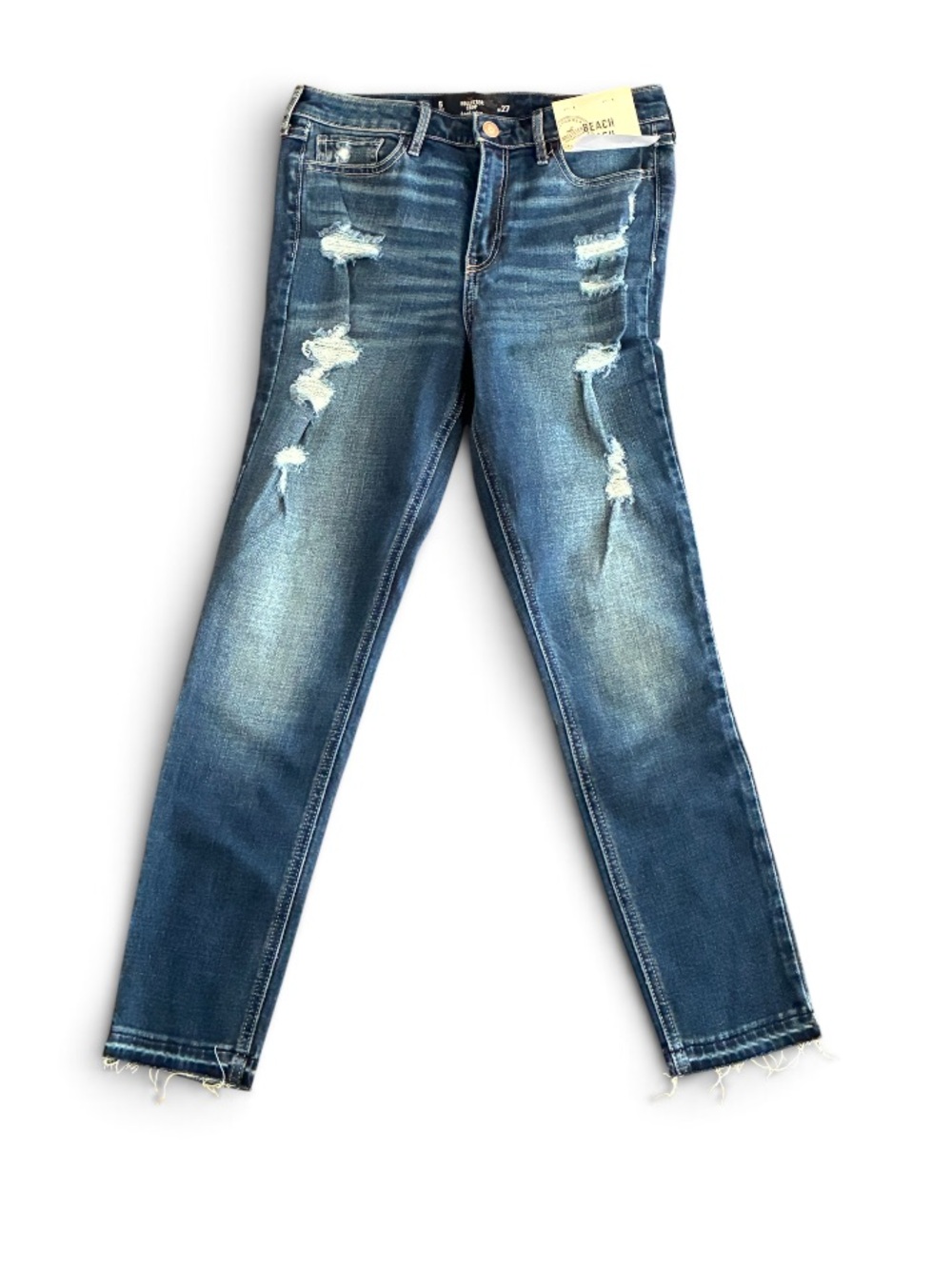 Hollister Beach Wash Ankle  Crop Length Frayed High Rise Jean NWT Size 5